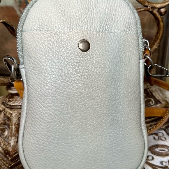 EUC Davinia Firenze Pebbled Italian Leather Small Crossbody in Pale Mint Green - Picture 3 of 12